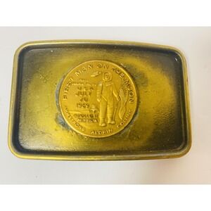 1969 First Man On Moon Apollo 11 Aldrin Armstrong Coin On Metal Belt Buckle